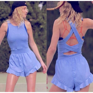 FP Movement Breathless Shortsie Workout Romper In Twilight Violet Sz S Outdoor